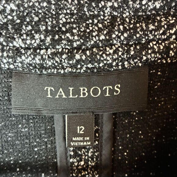 Talbots Womens Marled Black White Sweater Button Down Jacket Size 12 - Picture 6 of 8
